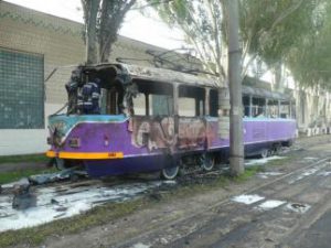 В Запорожье загорелся трамвай