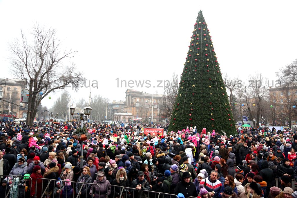 На главной елке Запорожья зажгли новогодние огни