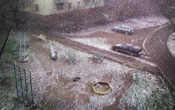 Теплый весенний снег - запорожцы шутят о зиме в середине марта