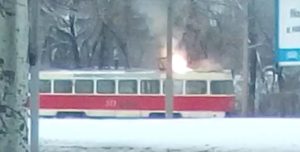 В Запорожье снова горел трамвай - ВИДЕО
