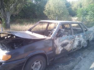 В Запорожской области дотла сгорел легковой автомобиль - ФОТО