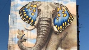 Запорожскую многоэтажку украсил яркий мурал со слоном - ФОТО