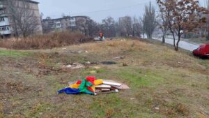 В центре Запорожья люди выбросили старый диван на зеленую зону, — ФОТО