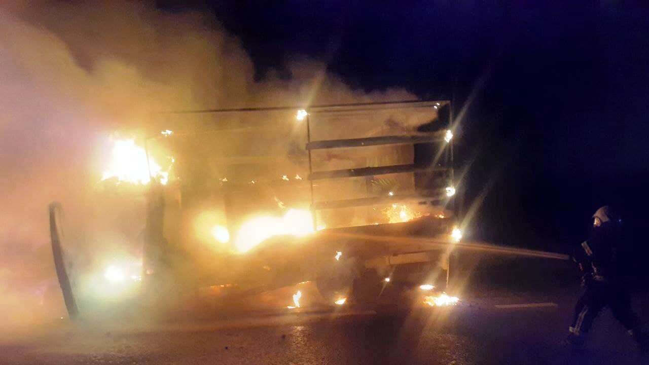 Под Запорожьем пожарные потушили горящее грузовое авто, - ФОТО
