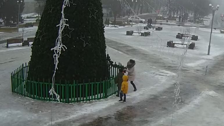 В Запорожской области женщина с двумя детьми сломала главную елку громады, — ВИДЕО