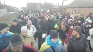 В Приморске местные жители четвертый день подряд выходят на протесты против российской оккупации, – ВИДЕО