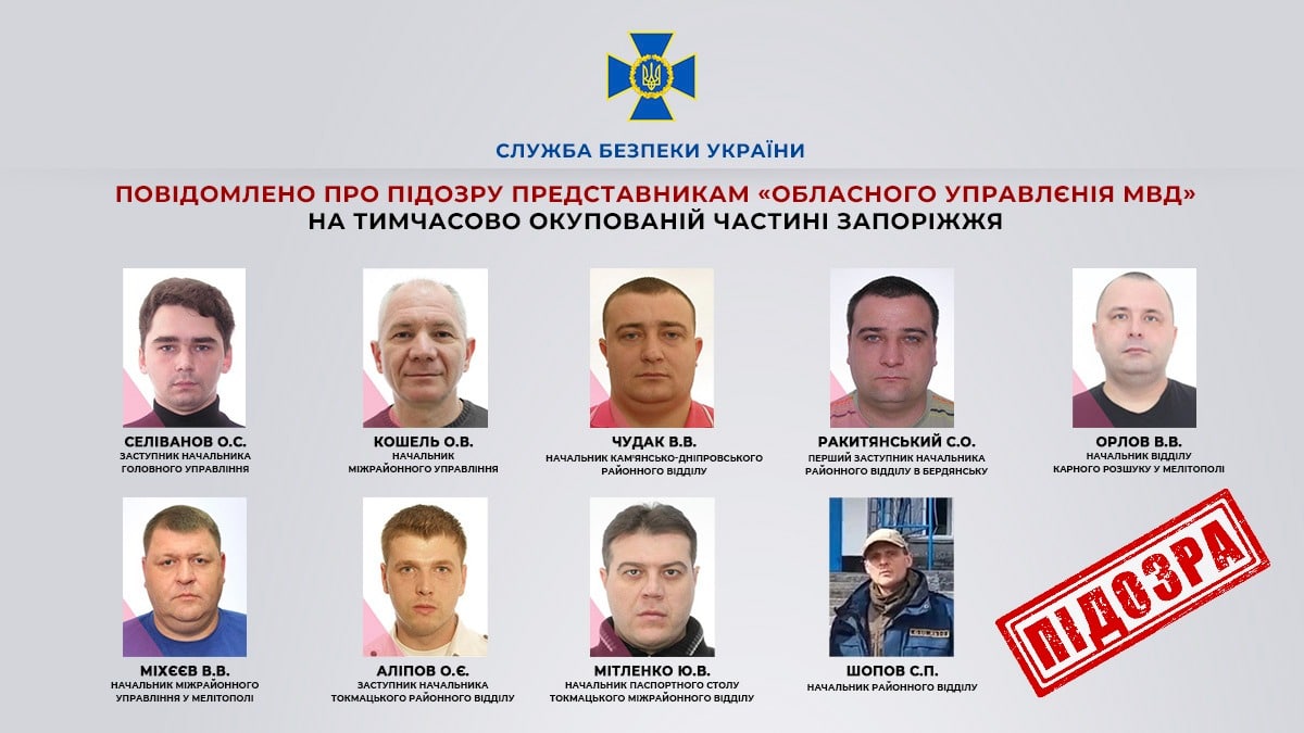 СБУ идентифицировала всех коллаборантов, которые вступили в ряды оккупационного «мвд рф» в Запорожской области