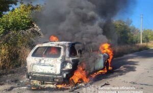 Враг ударил по Гуляйполю: сгорел автомобиль