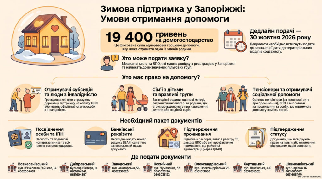 Зимняя поддержка в Запорожье: как получить 19 400 гривен и куда подать документы
